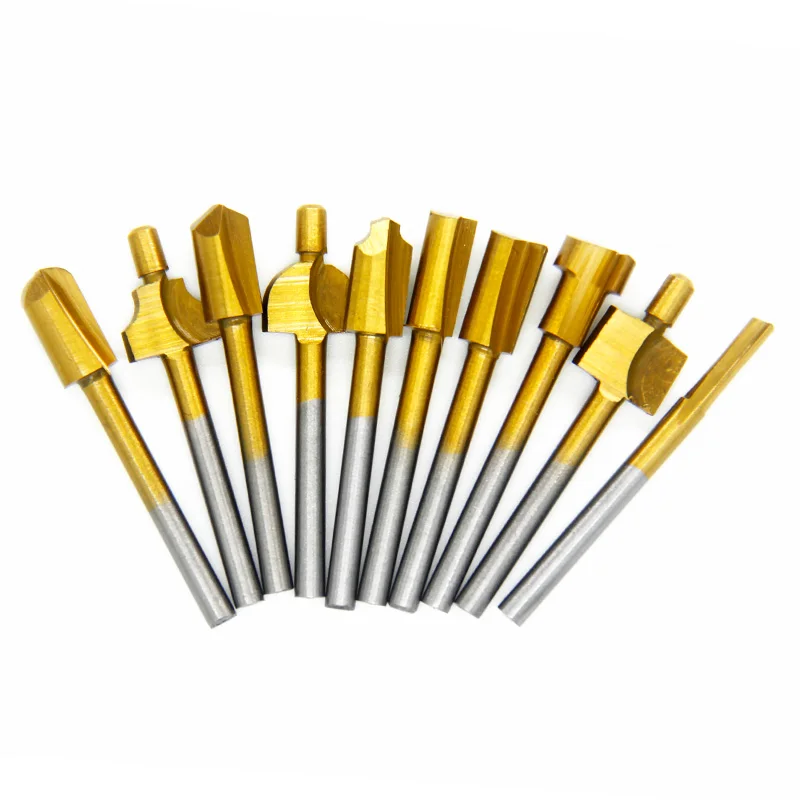 Imagem -02 - Hss Titânio Revestido Madeira Router Bits Files Mini Cortador de Madeira Moagem Fits Dremel Rotary Grupo Ferramenta de Carpinteiro com Case mm 10 Pcs