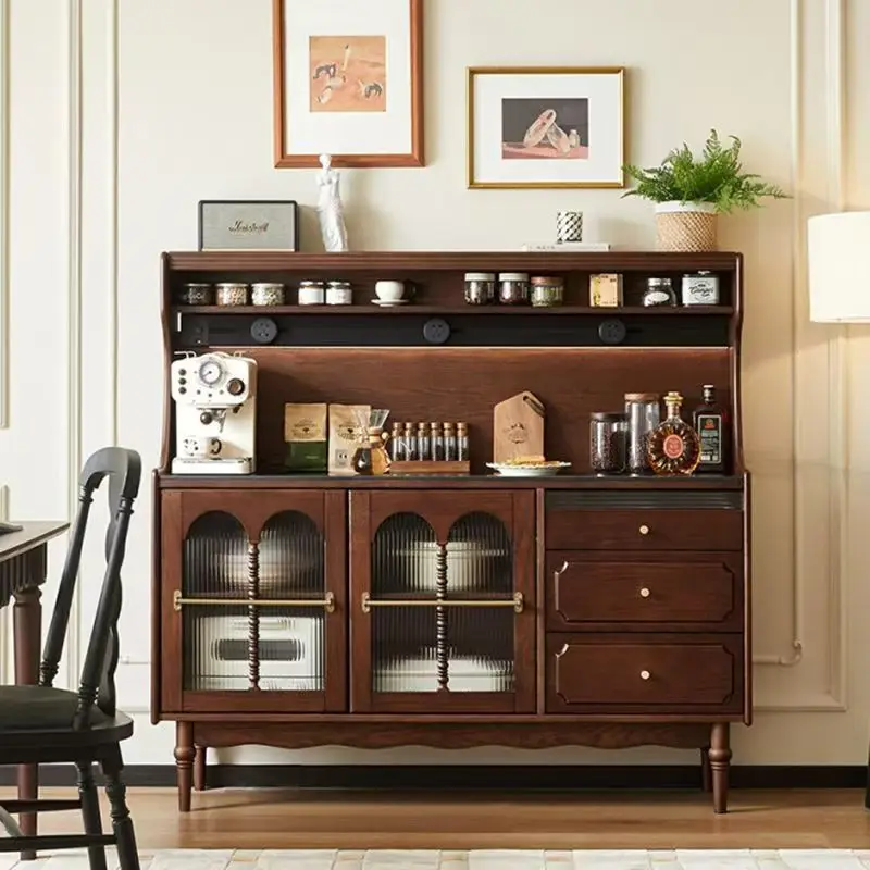 

Французский ретро настенный шкаф из цельного дерева, встроенный обеденный боковой шкаф для гостиной, маленькой квартиры, шкаф для хранения кофе и чая c