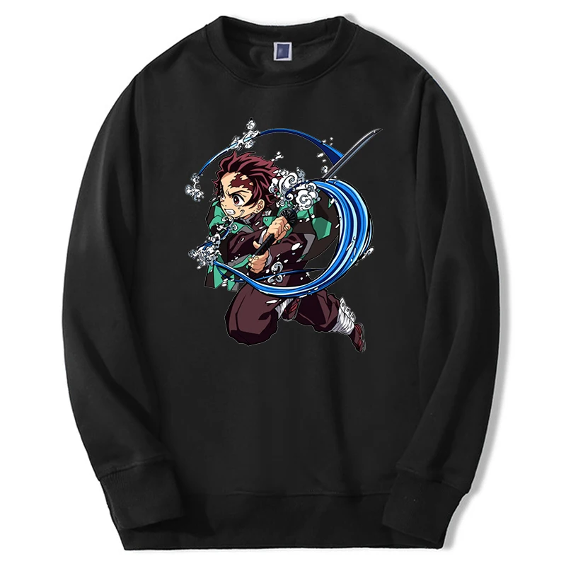 Demon Slayer Japan Anime Winter Mens Tanjirou Nezuko Printing Hoodies Sweatshirts Fleece Clothing Men's Simple Streetwear