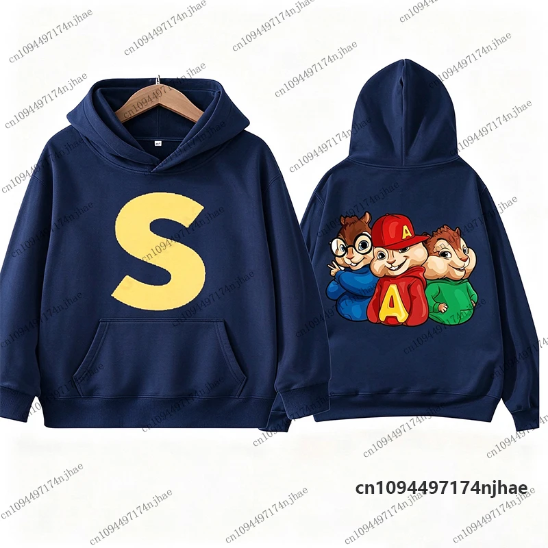 2026 Cartoon Alvin and The Chipmunks Cotton Hoodies For Children Autumn Winter Long Sleeve Sweatshirts Casual Kids/Adult Tops