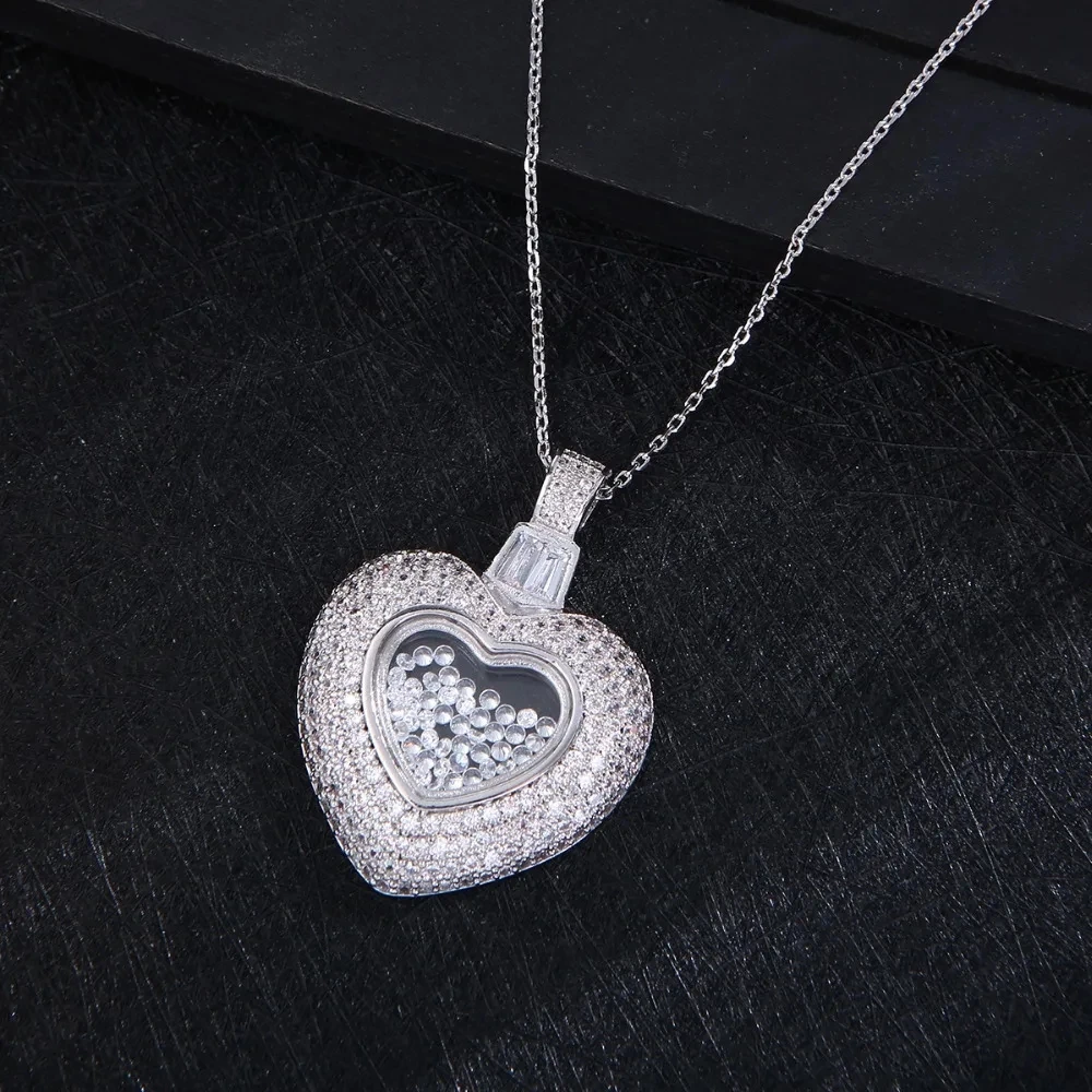 Luxury Heart Pendant Lover's Cubic Zircon For Women Wedding Dubai Bridal Jewelry  D1403