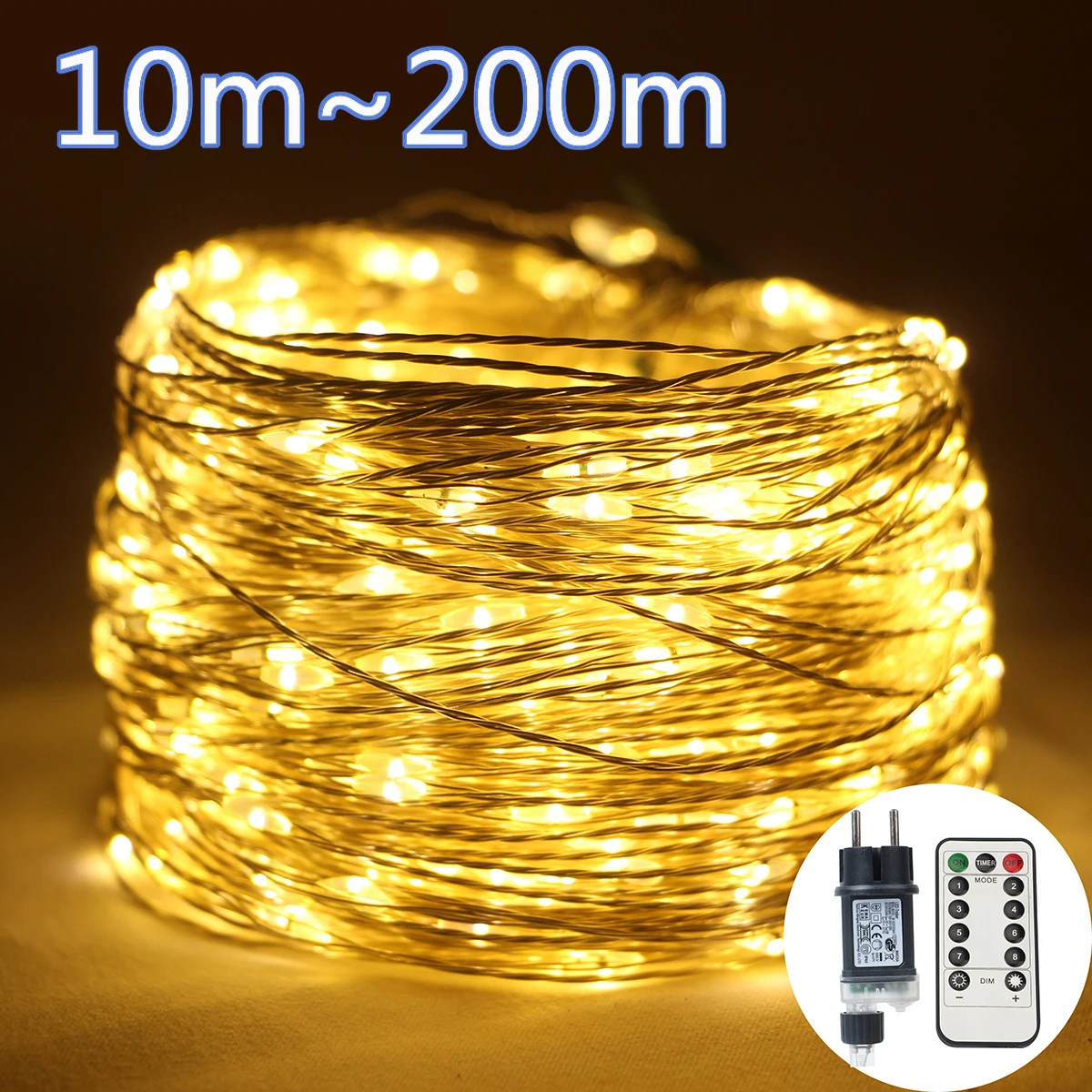 

10M-200M LED String Lights Silver Wire Fairy Lights Christmas Tree Garland For Outdoor Wedding New Year Tree Terrace Party Decor
