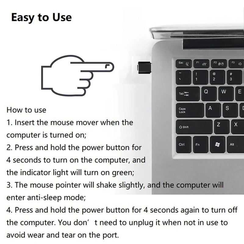 USB C Mouse Jiggler Undetectable Automatic Type C Mouse Mover 3 Jiggle Modes Driver-Free For Keeps Computer Awake