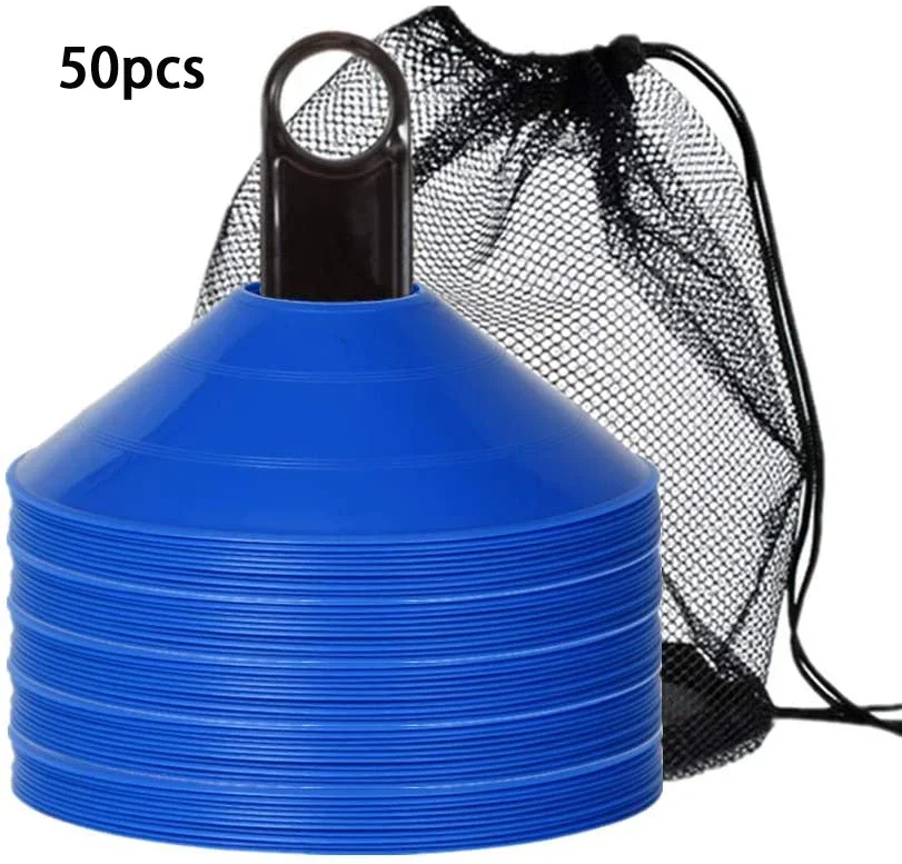 A Set of 50 Agile Soccer Ball Cans with Portable Bag Logo Discs and Brackets