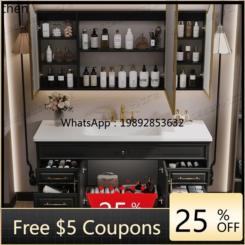 

bathroom cabinet combination rock slab hot bending integrated basin French washstand hand washbasin toilet floor