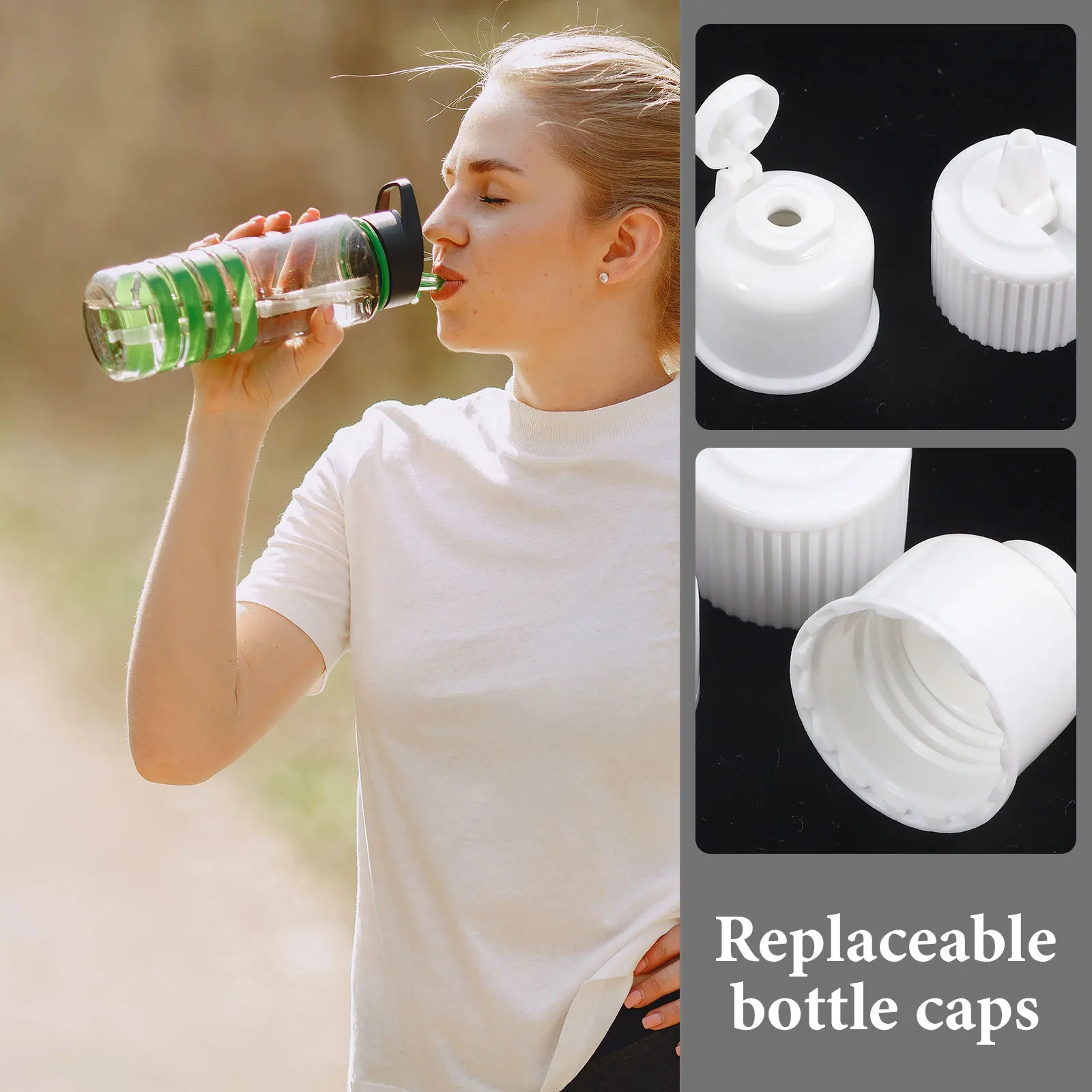 

30pcs Water Lids Replacement Plastic Leakproof Bottle Covers Portable Sealing Anti-Leak Universal Bottle