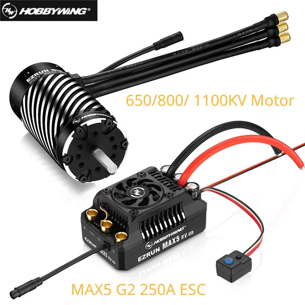 HOBBYWING EZRUN MAX5 HV G2 250A ESC 56118SD Motors Sensored Brushless Combo for 1/5 RC Model Car Buggy Accessories