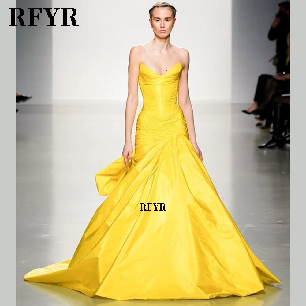 

RFYR Sexy Prom Dress Long Party Dress Pleated Formal Occasion Dress Satin Elegant Party Dress for Women vestidos Customized