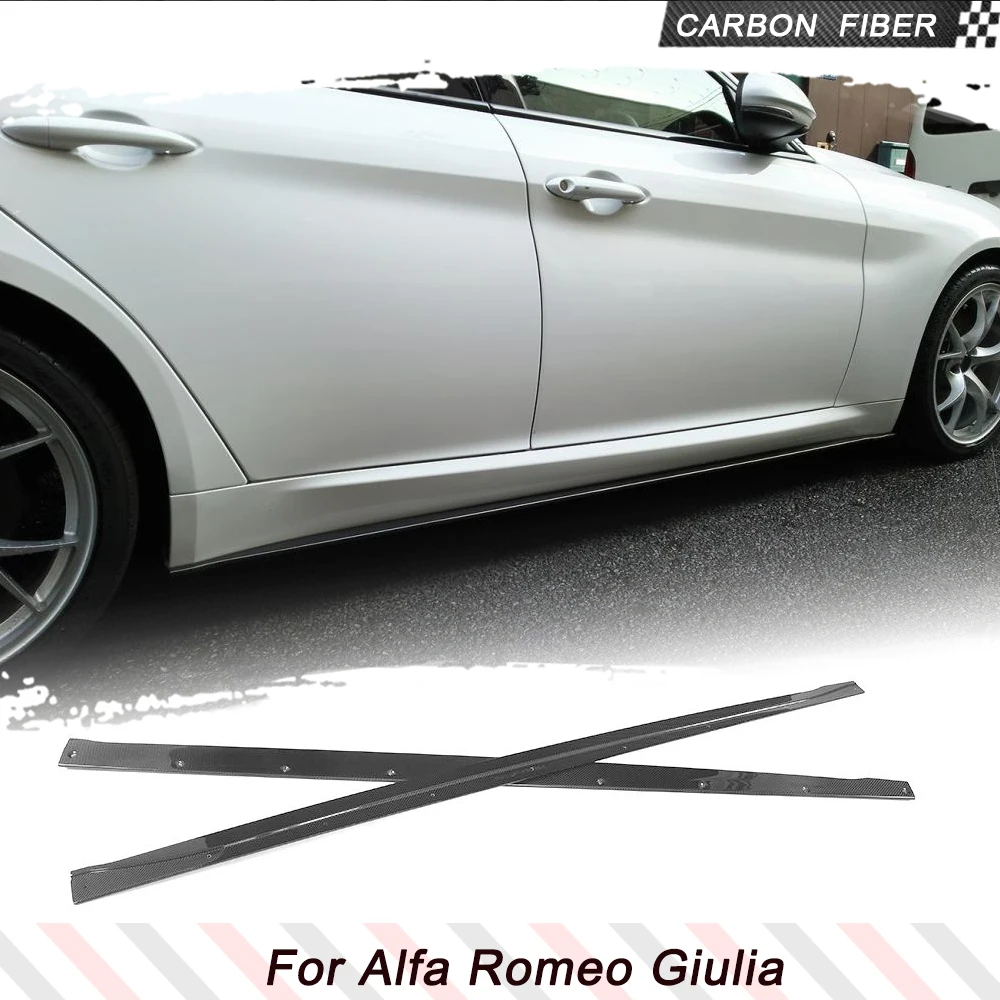 Carbon Fiber Side Skirts for Alfa Romeo Giulia Base Sport Sedan 2015-2022 Car Under Door Rocker Panels Valance Extension Lip FRP