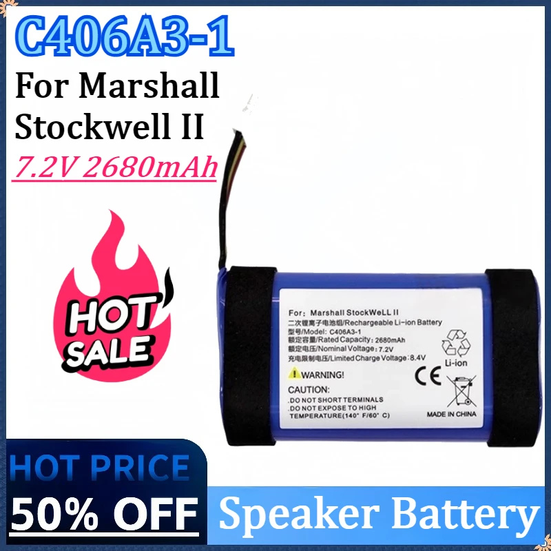 

New C406A3-1 7.2V 2680mAh Speaker Battery For Marshall Stockwell II High Quality Rechargeable Battery