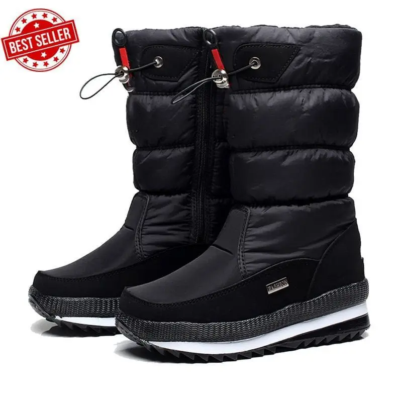 Premium Waterproof Faux Fur Non-Slip Women's Snow Boots,Winter thick women's snow boots Warm Plush Mid-calf Boots Non slip