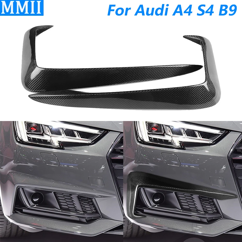 

Real Dry Carbon Fiber Front Bumper Splitter Canard Fin Decorative Cover For Audi A4 S4 B9 2017-2019 Car Modification Accessories