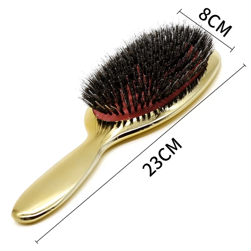 Luxury Gold And Silver Color Boar Bristle Paddle Hair Brush Oval Hair Brush Anti Static Hair Comb Hairdressing Massage Comb