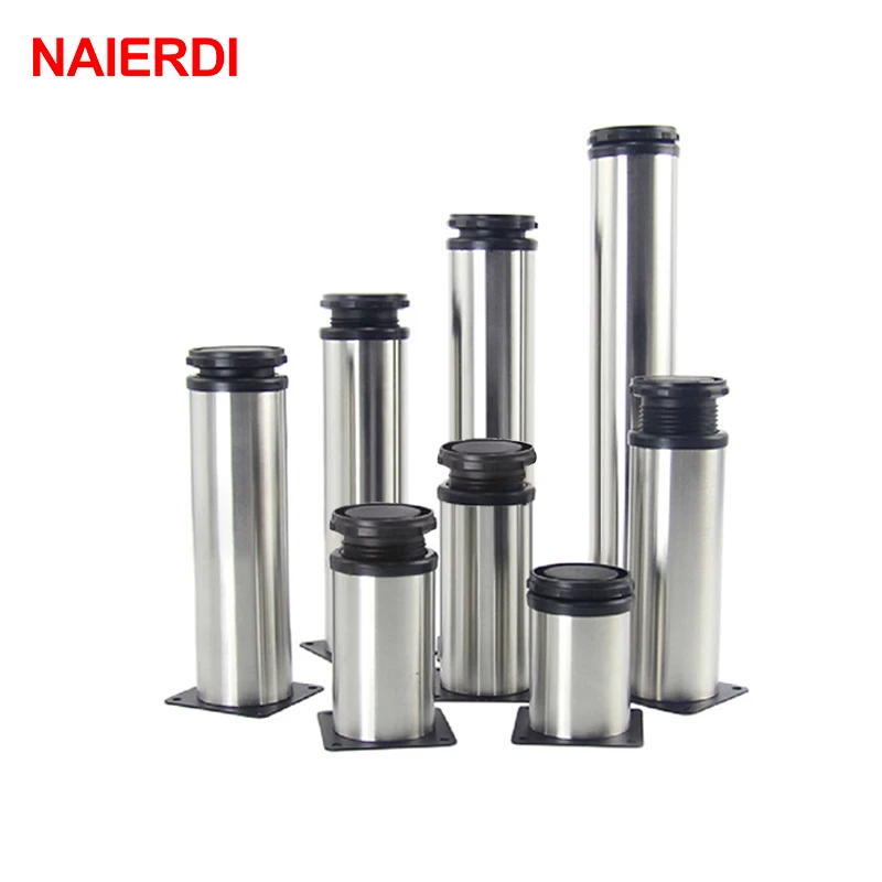 

NAIERDI 5CM-30CM Furniture Adjustable Cabinet Legs Stainless Steel Table Sofa Metal Foot With Screws Home Improvement Hardware