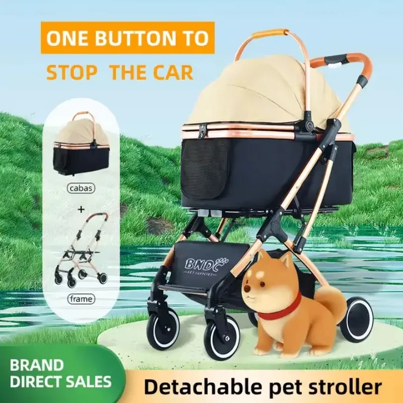 Portable Wholesale Cat Dog Stroller With Storage Basket Foldable Lightweight Dog Carrier Trolley Jogging Pet Travel Outdoors Dog