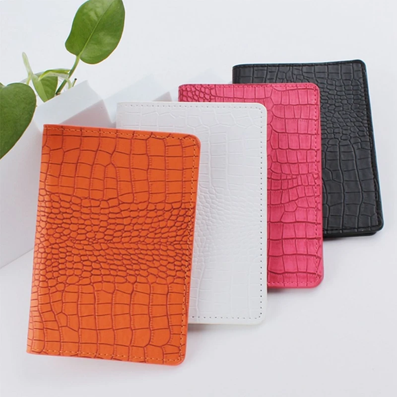 PU Leather Passport for Case Holder for Crocodile Pattern Travel Card Wallet Cover