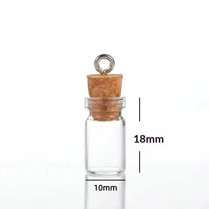 10Pcs Mini Glass Wishing Bottle Charm Pendant 7 Rice Grains Cork Lid for Christmas DIY Decor Small Gifts