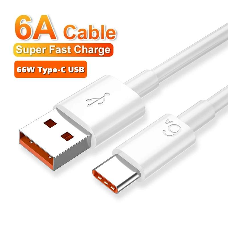 6A Super Fast Charge USB C Type-C Cable for Samsung Xiaomi 13 Huawei Nova 8 Magic 5 Redmi Honor Android 66W Quick Charging Cable