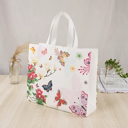 Butterfly Printing Folding Takeaway Bag Non-woven Fabric Film Coated Reusable Shopping Bag Travel Grocery Folding Bags