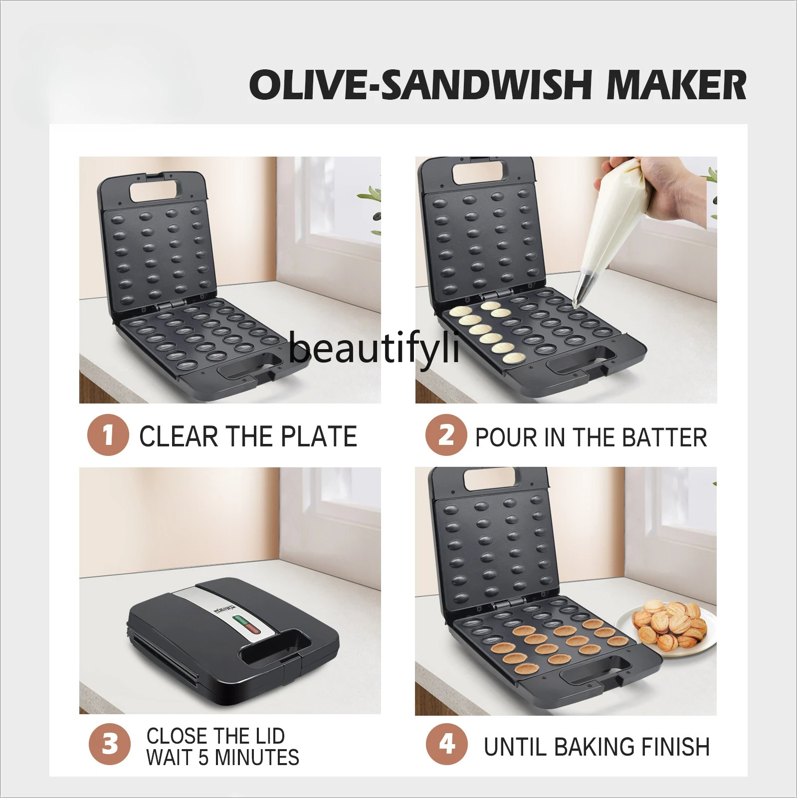 صانع الإفطار، صانع الساندوتشات، صانع كعكة الصدفة، كشك الكيك الكهربائي، آلة الجوز، متعددة الوظائف