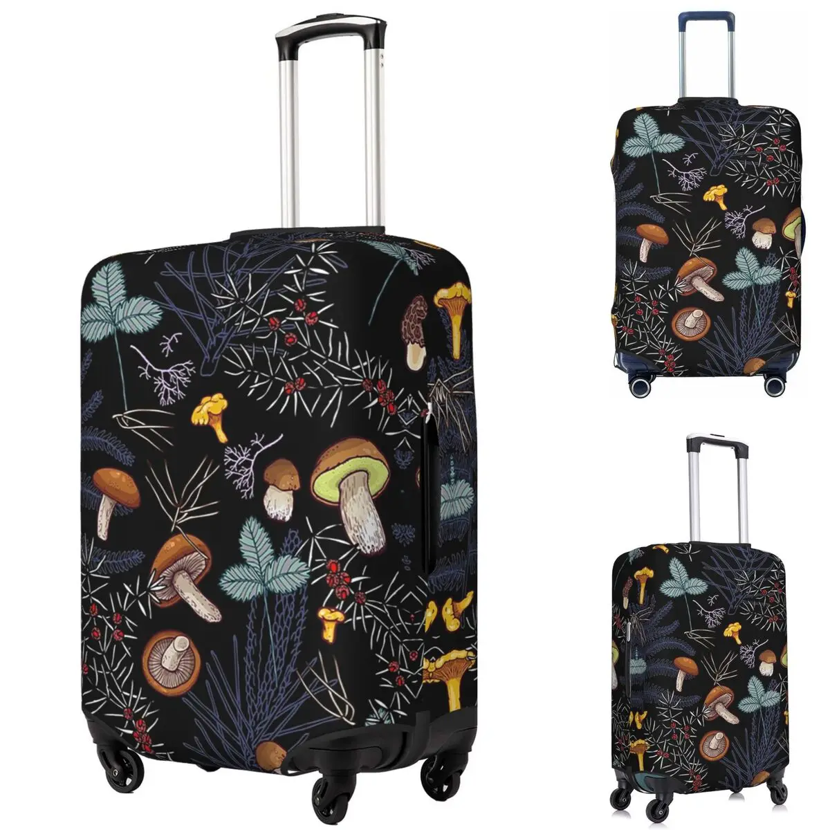 

Dark Wild Forest Mushrooms Suitcase Cover Protection Elastic Trip Luggage Protector Covers for 18-32 Inch