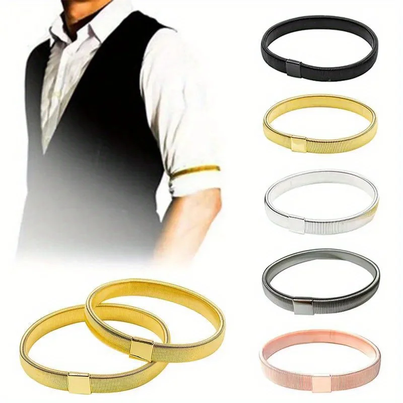 1Pair Fashion Wristband Ladies Shirt Sleeve Holders Metal Arm Bands Hold Ups Ring Men Bracelet Elastic Hoop Armband