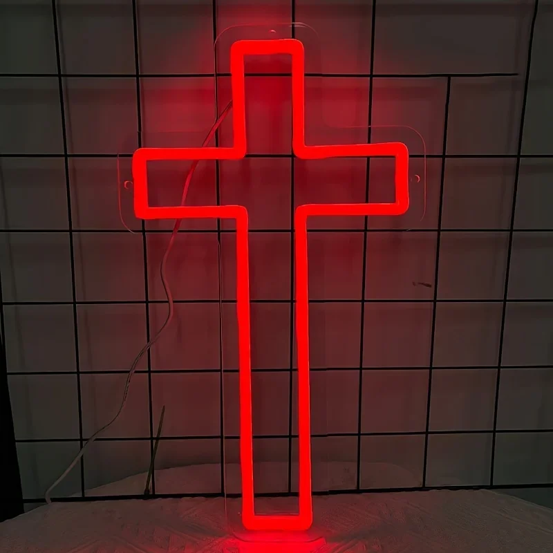 Jesus Cross Neon Sign, Led Signs Cross Decor Art Lamp Light  for Wall Decor Bedroom Christian Decor Religious Room Kid Room