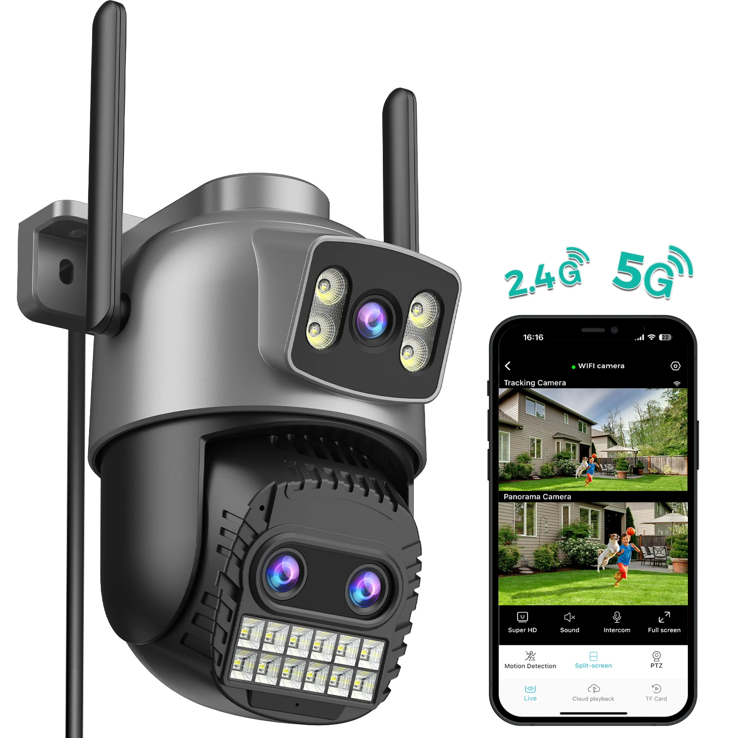 

Dual Screen 10X Digital Zoom 15MP Wifi IP Camera PTZ Outdoor 4K Human Detection 10MP Security Camera Surveillance O-Kam Pro APP