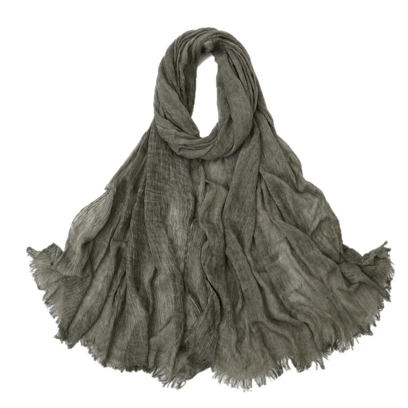 

Fashion Solid Cotton Linen Scarf For Women Girls New Wrinkle Breathable Sunscreen Scarves Soft Shawl Premium Lady Wrap Shawls