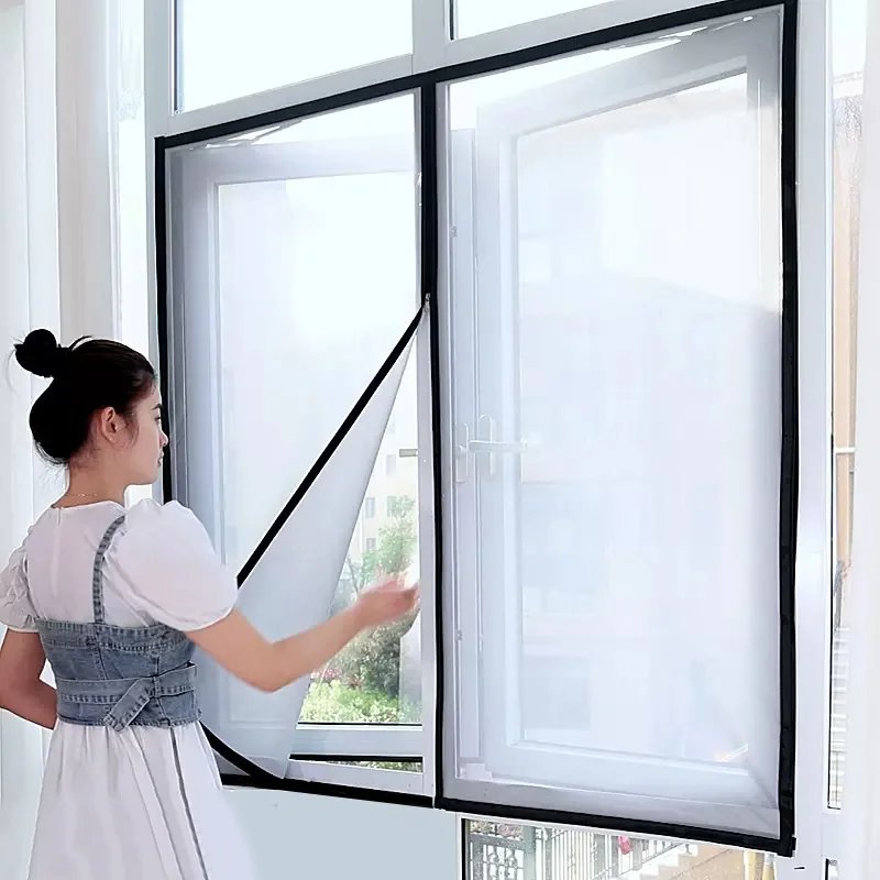 Customized size, mosquito net for windows,zipper,magic self-adhesive mesh，Mosquito window screen， door curtain ，Summer Invisible