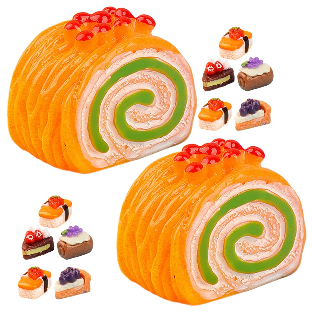 15 Pcs Toys Cake Simulated Fruit Decorative Fake Food Prop Mini Model Tiny Kitchen Scene Dessert