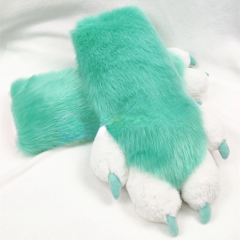 Fur Paws Longhaired Fox Cat Dog Wolf Mascot Accessories Furry Part Mascot Costume Suit Paws Furry Cosplay