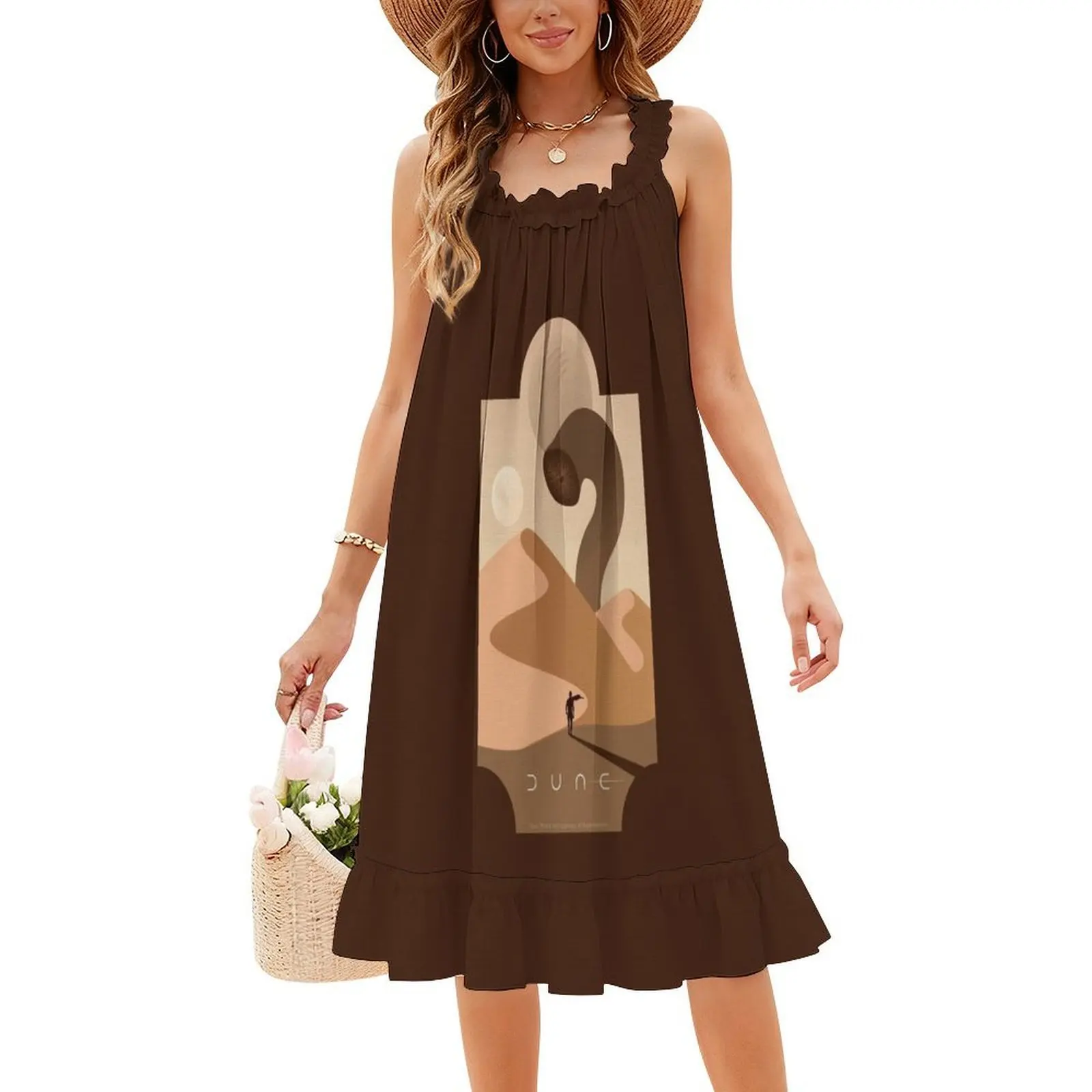 Arrakis دودة الرمل الأزهار سموك فستان للنساء الربيع الصيف فستان كاجوال للحزب 2020 2021 فيلم مروحة الفن الملابس النسائية #4