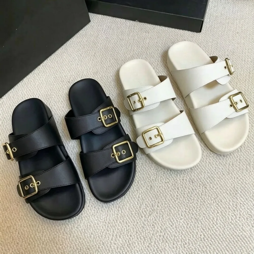 

2026 New Summer Women Slip On Flat Sandals, Adjustable Buckle Strap Open Toe One Band Slide Shoes, Soft Insole Comfort Non Slip Casual Walking Sandals, Ladies Outdoor Daily Wear Indoor Home Slippers Fashion Outdoor Dressy Beach Footwear