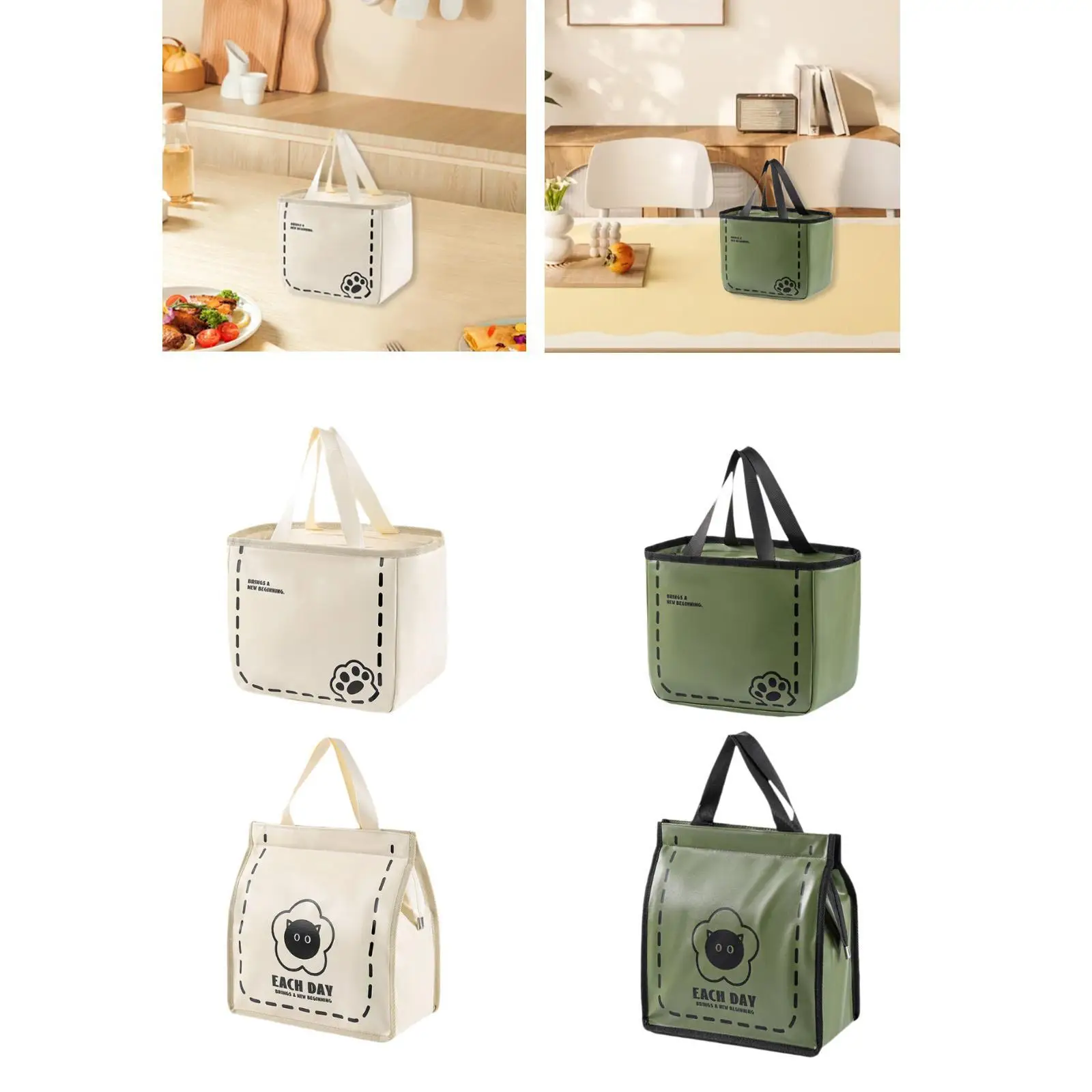 PU Leather Tote Bag Insulated Reusable Lunch Box Bag for Work Outdoor Beach