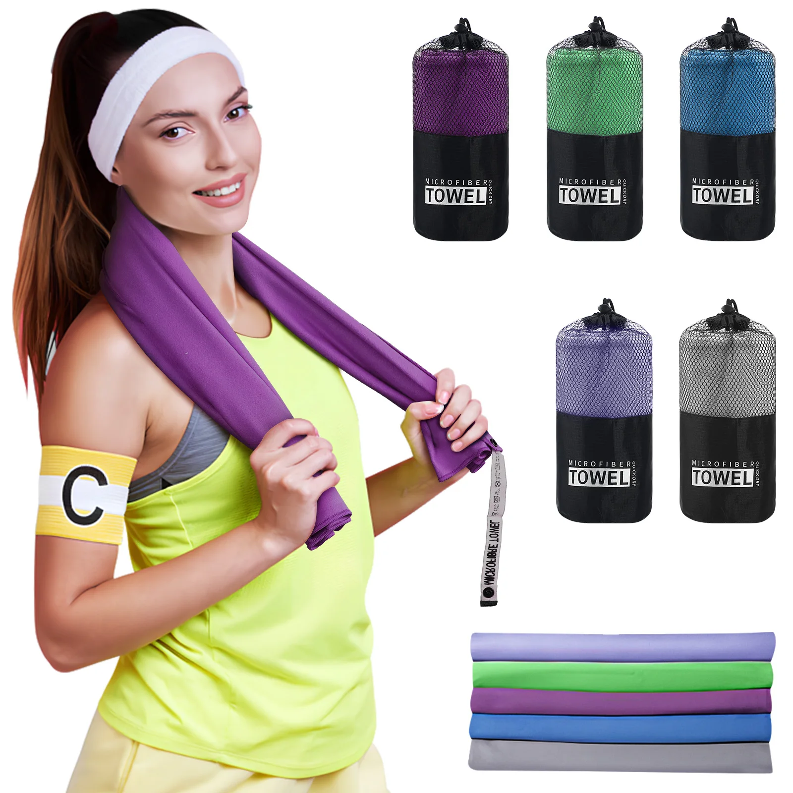 

1 set Quick-drying 40x80cm Microfiber Large Beach Bathing Gym Travel Towel 76x152cm Beach Towel For Girls Portable