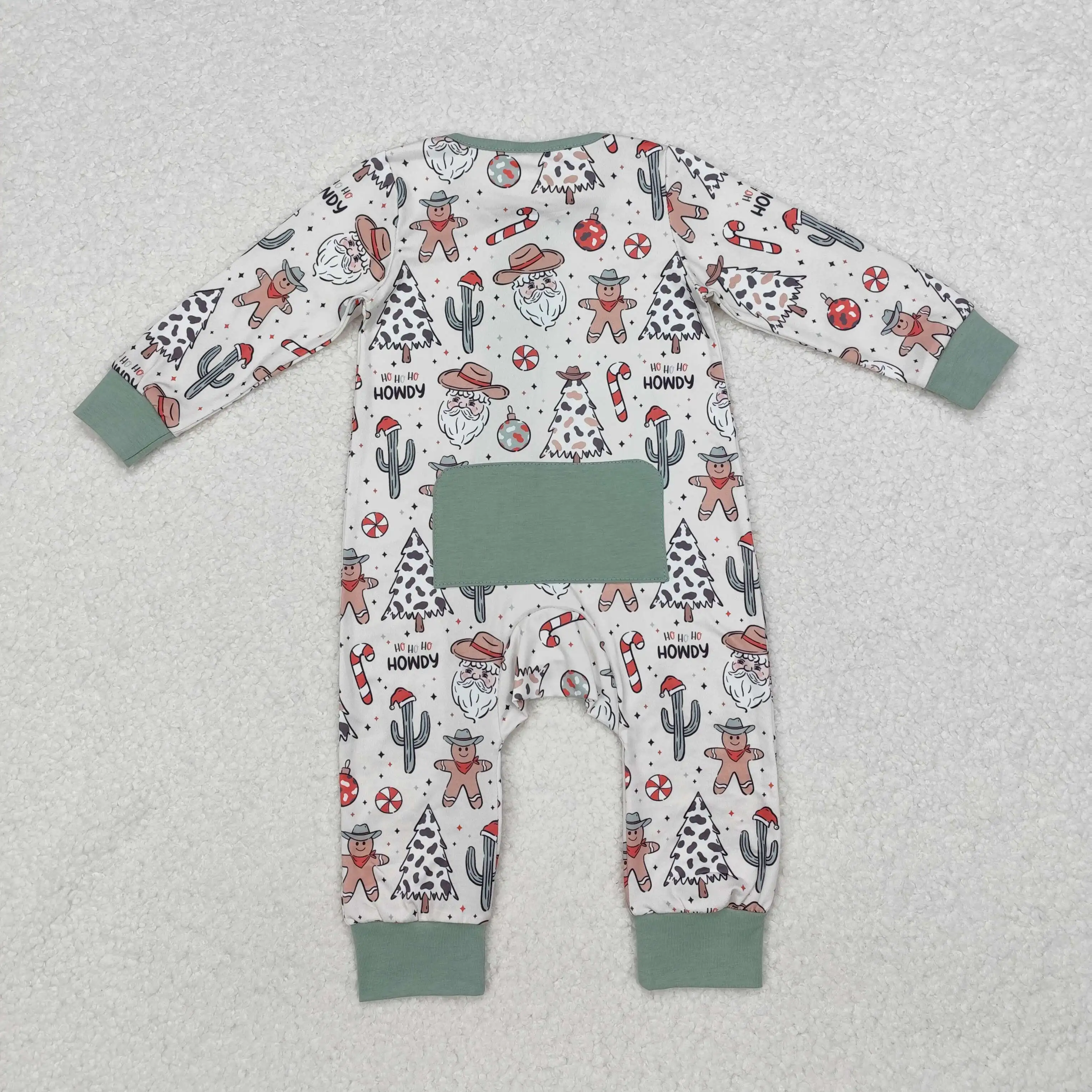 Wholesale Kids Zipper One-piece Newborn Coverall Christmas Bodysuit Infant Long Sleeves Howdy Jumpsuit Toddler Baby Boy Romper