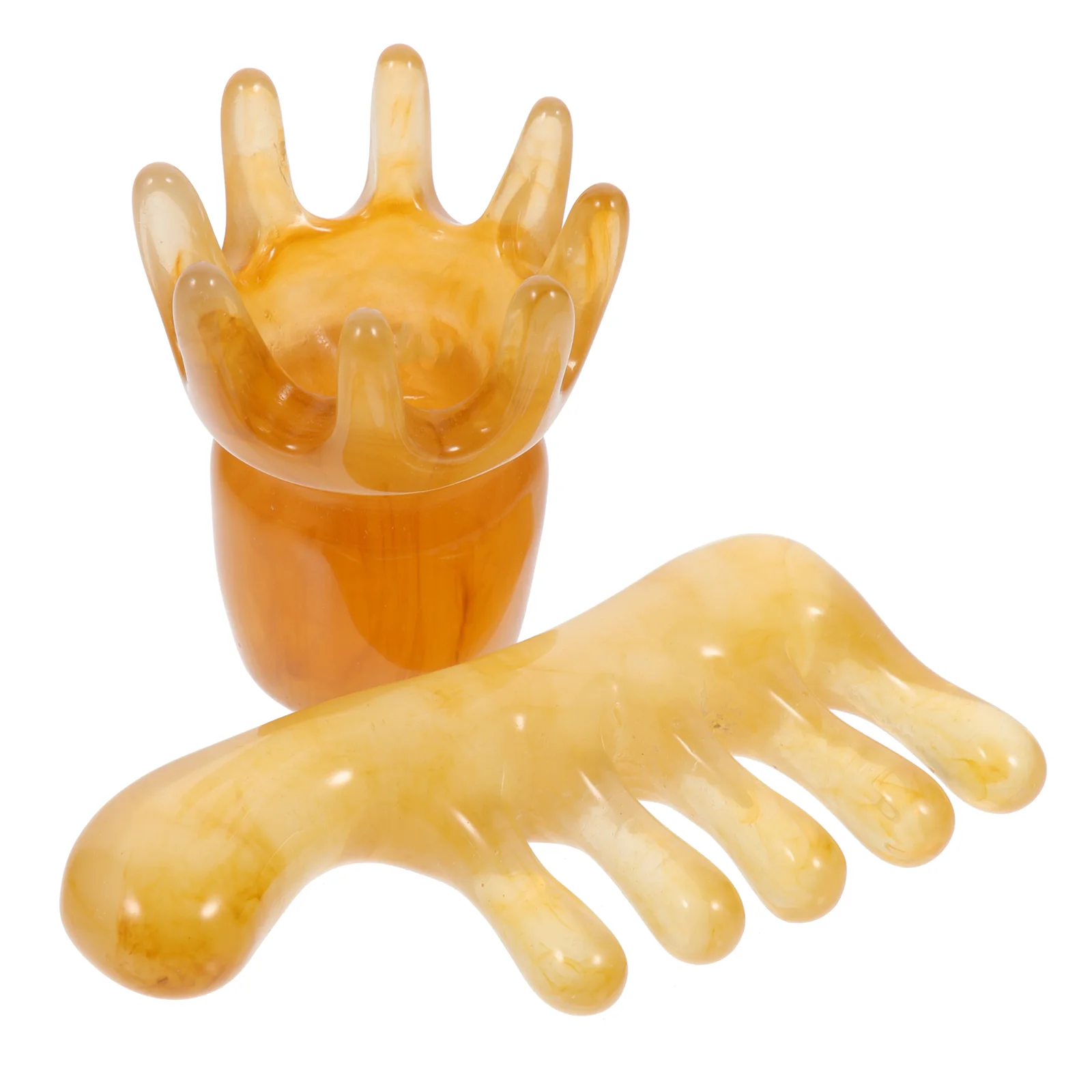 2 Pcs Resin Massage Comb Hand Tools Guasha Scraping Scalp Large Head Messages Relax Beeswax Massager