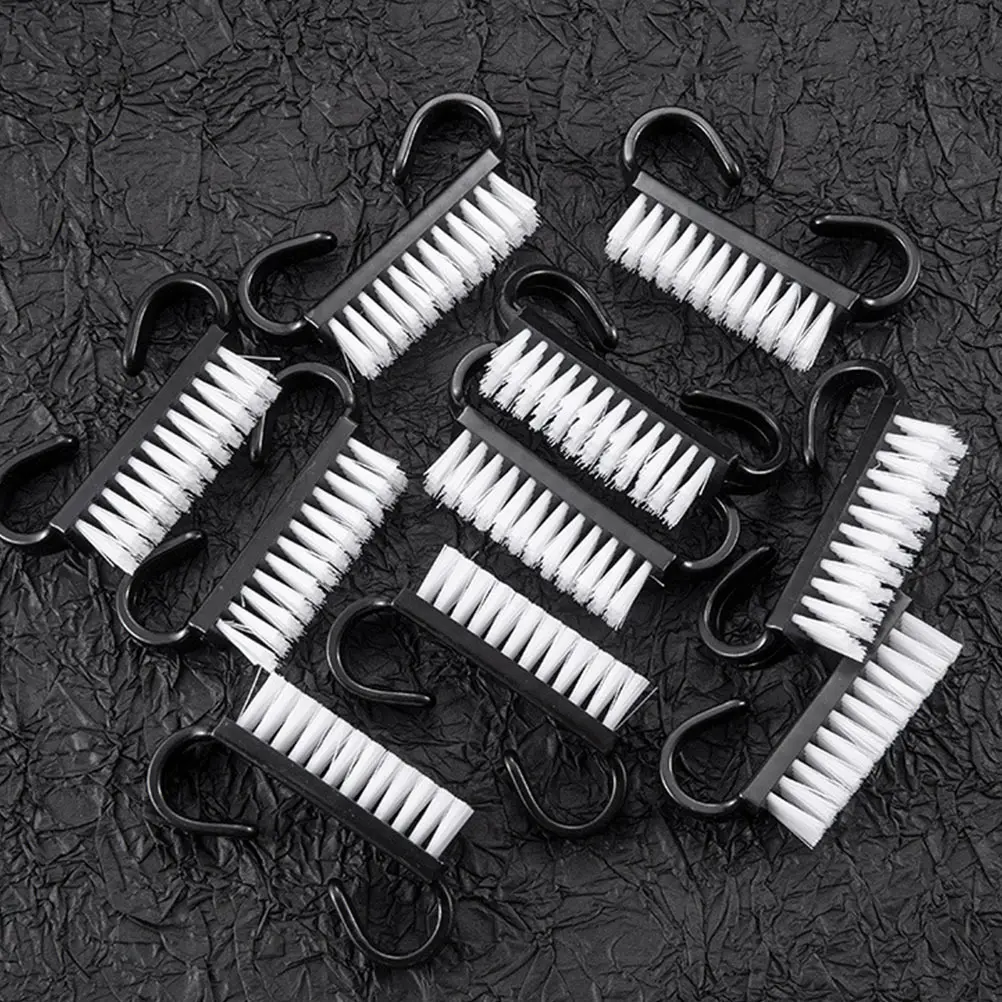 

10 pcs Black Small Horn Brush for Nail Cleaning Durable Manicure Tool Home Use Fingernail Brushes Nail Scrub Brushes