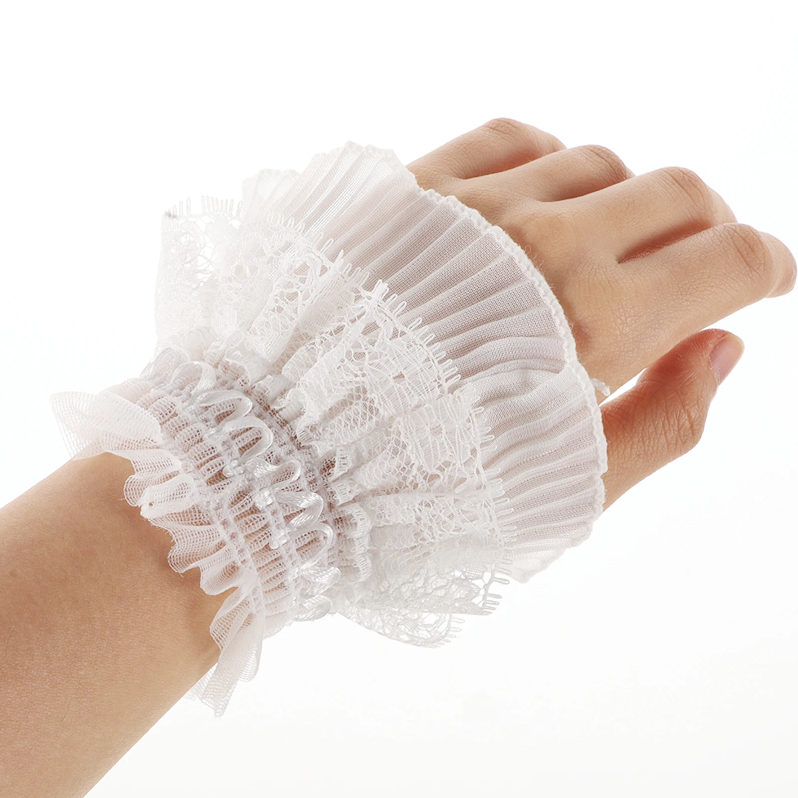 1 زوج انفصال نفخة الأكمام للنساء فستان الزفاف اكسسوارات وهمية كم الأصفاد الدانتيل المعصم الأصفاد زي الأكمام المرفقة