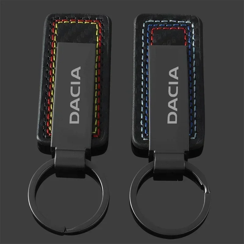 Carbon Fiber Leather Car Alloy Keychain Key Chain Rings Gifts for Duster Spring Logan Sandero Jogger Lodgy Bigster Dokker MCK