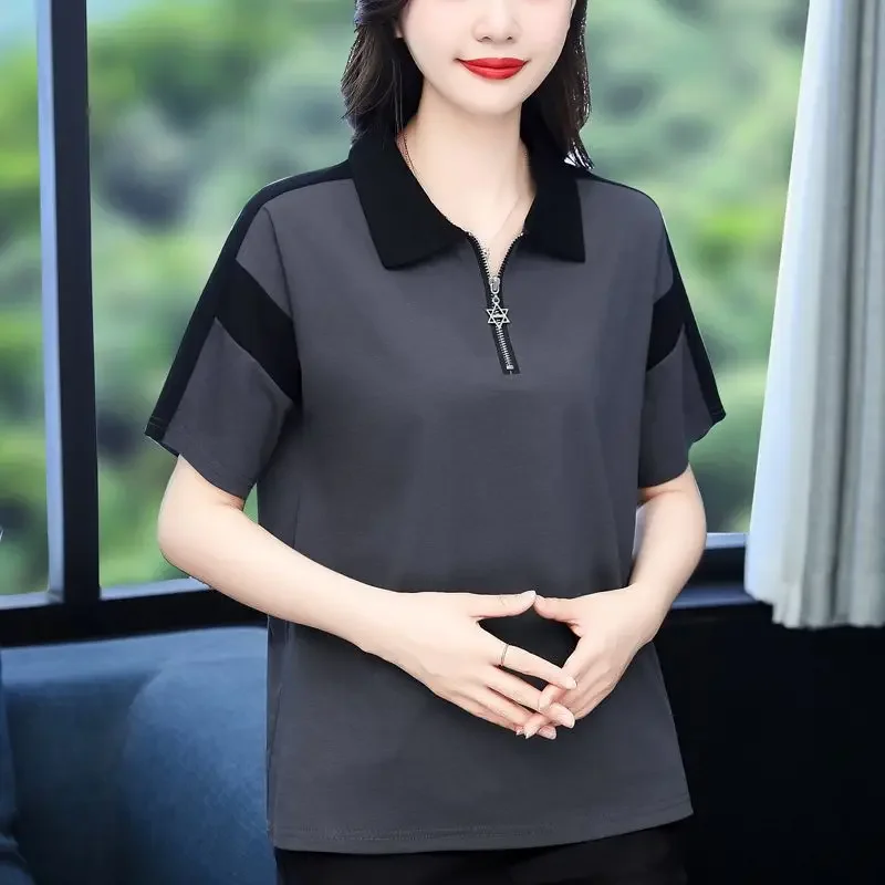 تي شيرت صيفي برقبة بولو للنساء تي شيرت نسائي فضفاض للشباب جمالي شبابي أنيق فاخر رخيص العرض غير الرسمي