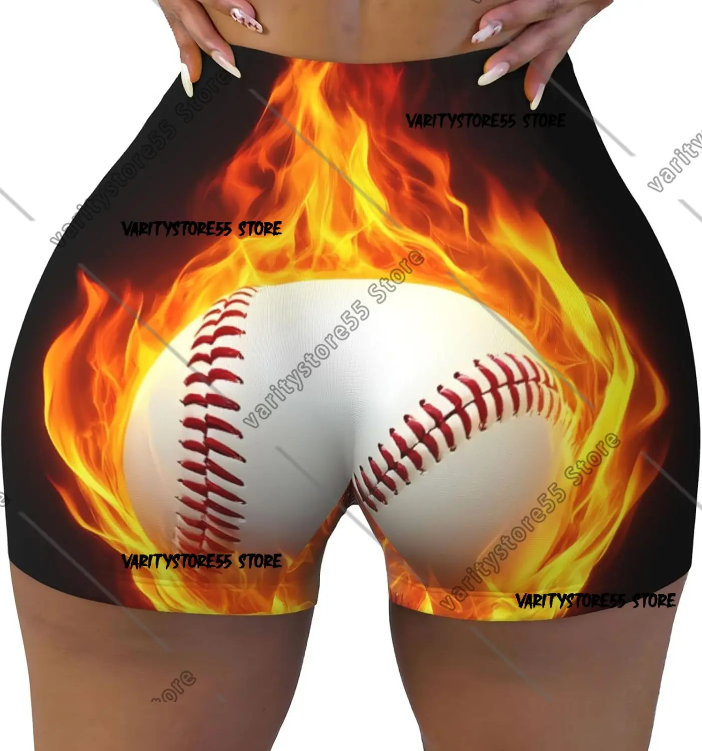 شورت بيسبول لهب للنساء، شورت لراكبي الدراجات اليوغا، شورت كونتور لرفع الأرداف