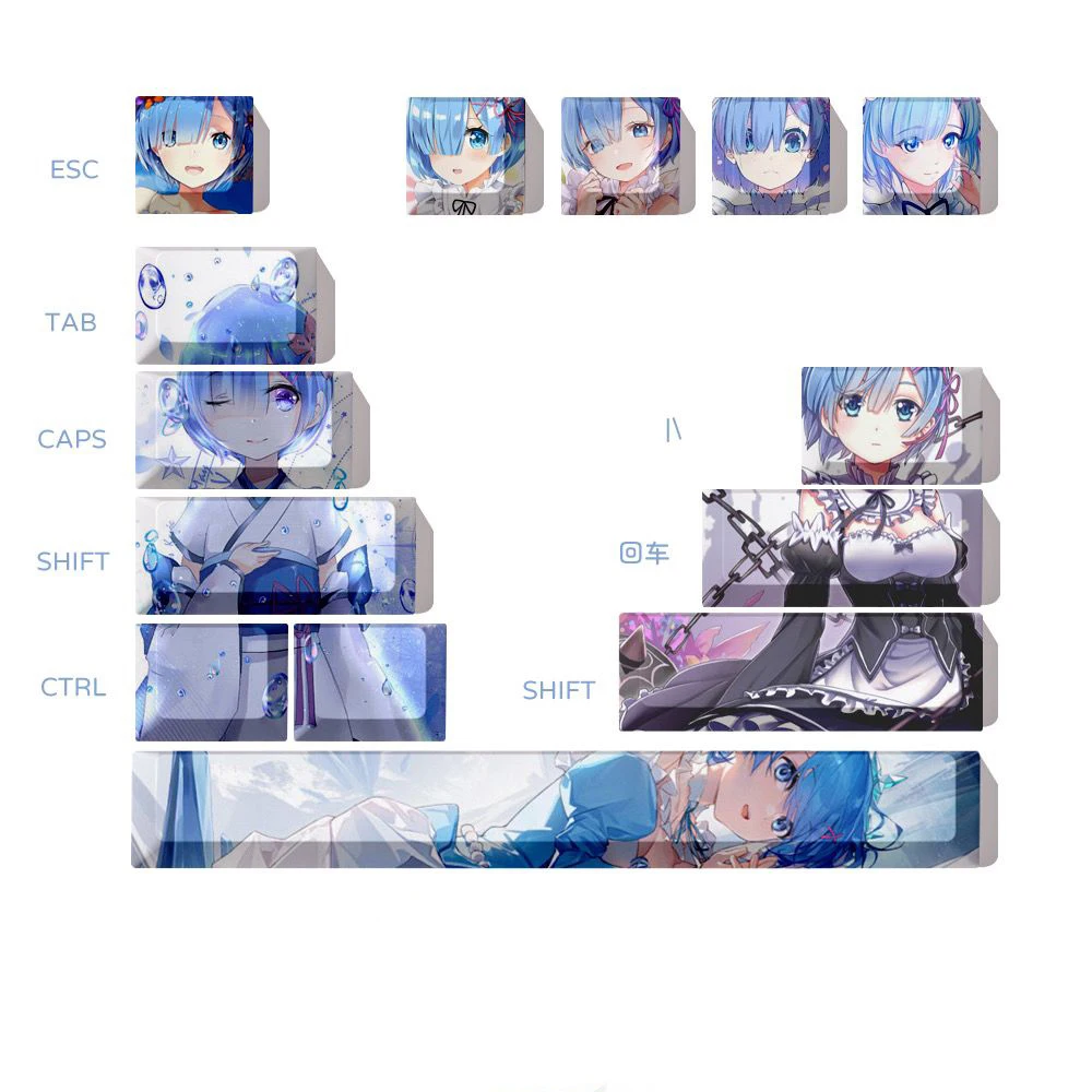 14 Key/set Keycap Rem Ram keycaps Mechanical keyboard accessories Re:ZERO Original height gift view 6