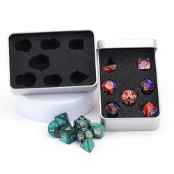 Dice Metal Box Standard Size Dice Metal Box 7pcs D4 D6 D8 D10 D% D12 D20 Set Storage Dice Set With Protective Foam Metal Box