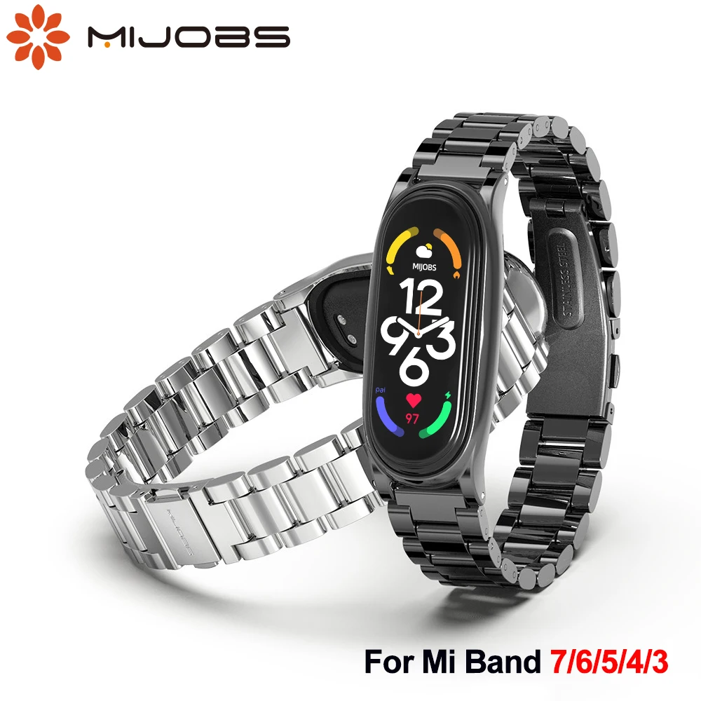 Straps For Mi Band 6 5 7 Bracelet Metal Stainless Opaska Mi Band 5 Strap For Xiaomi Mi Band 4 Miband 7 Correa Wristbands