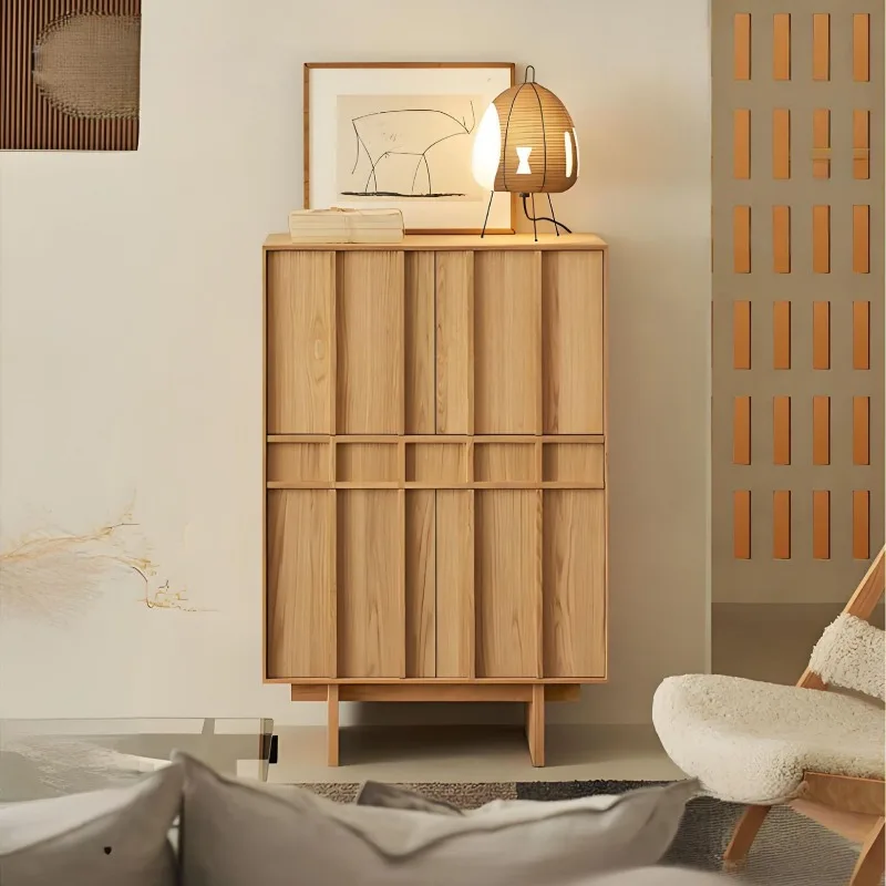 

Italian minimalist, body log style High side cabinet White oak solid wood storage Living room storage chest Minimalist style
