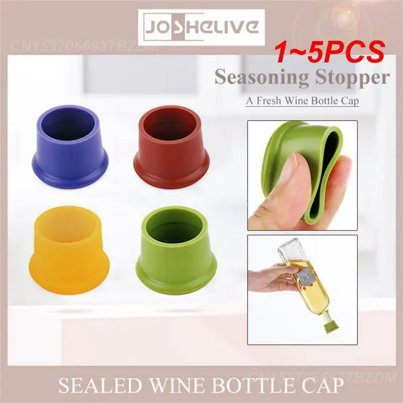 1~5PCS Colors Wine Beer Cover Bottle Safety Silicone Stopper Fresh Keeping Bottle Flavored Beer Kitchen Champagne Closures