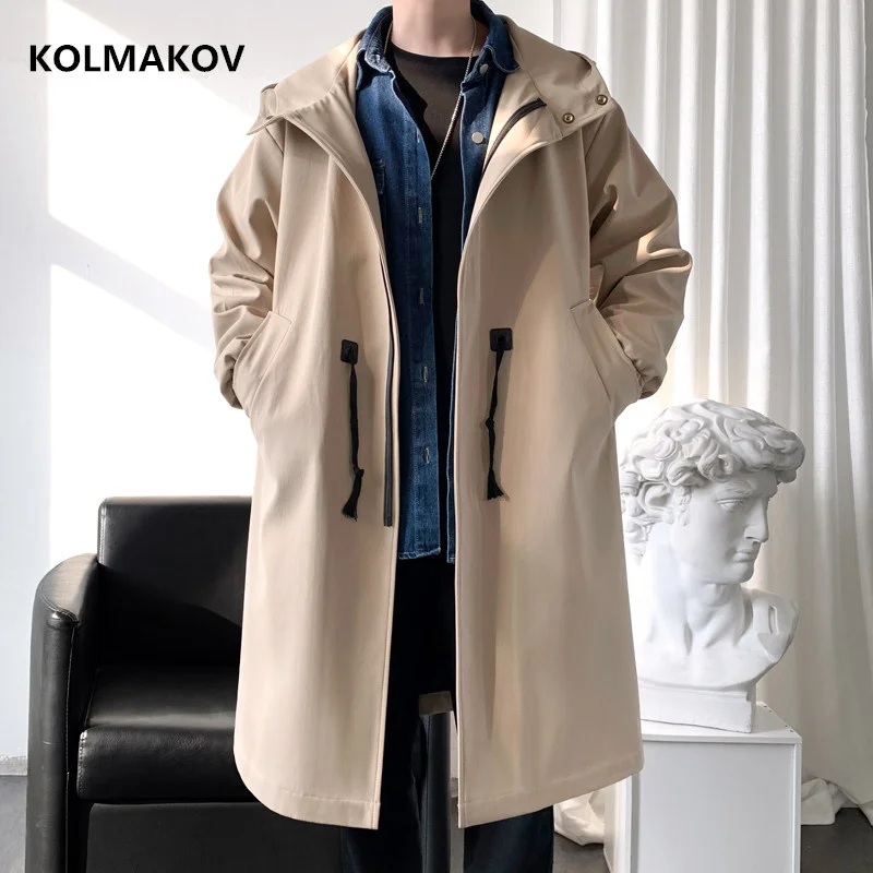 

2024 spring Long style coat men's High quality trench ,Fashion hoooded jackets men,Men's Clothing Windbreakers FY35