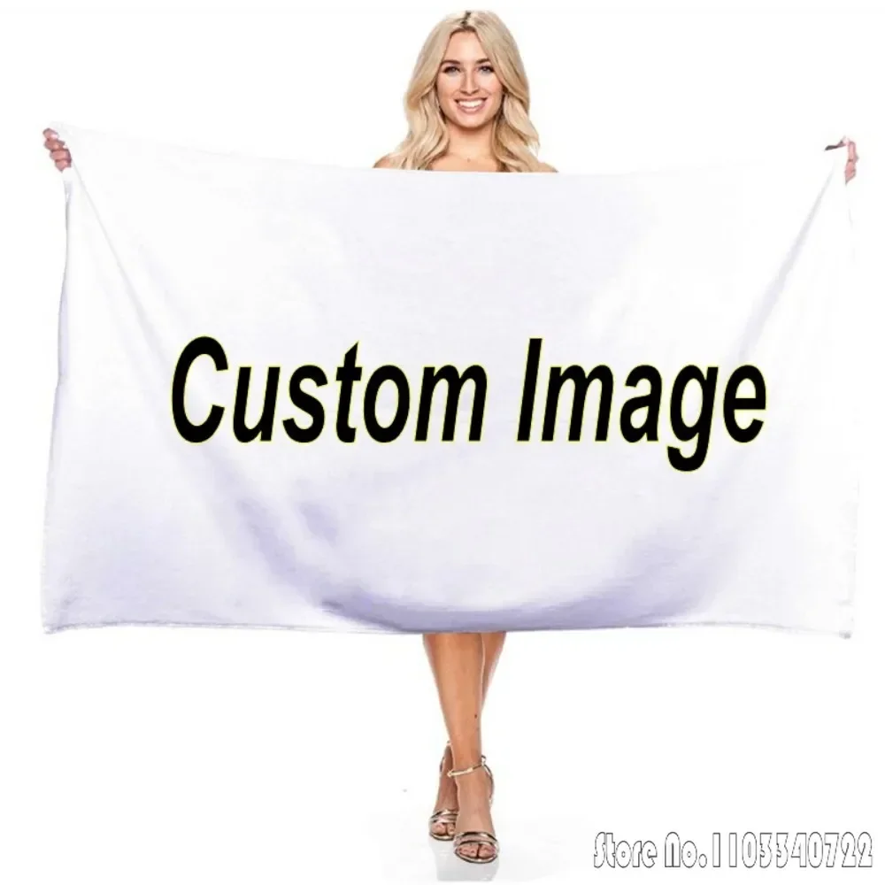 Custom Link Patterns Bath Towels Size 50x100cm 70x140cm 75x150cm Microfiber Beach Swimming Towel Decor for Adults Kids Gift